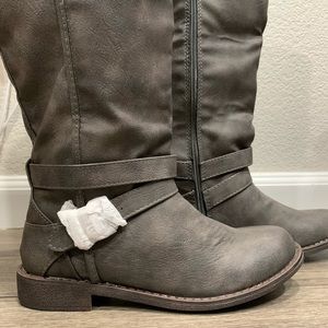 NEW grey wide calf boots